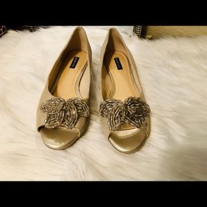 Alex Marie Gold, Silver & Cream Heels